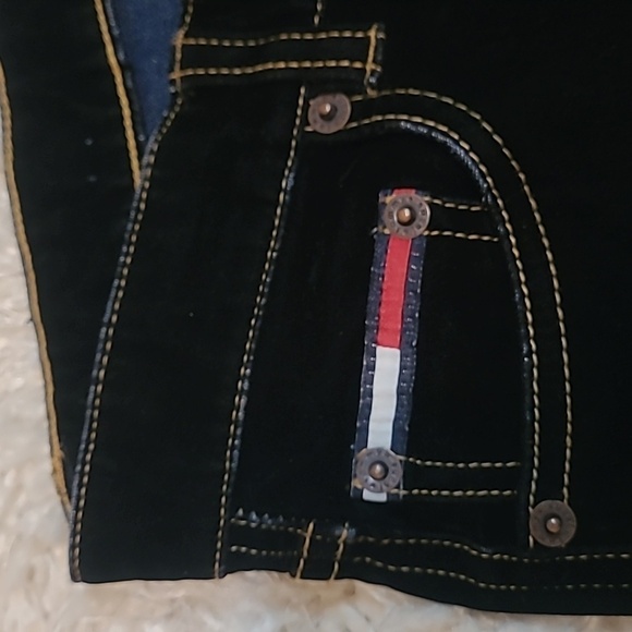 🖤 VTG Tommy Hilfiger Black Velvet Flare Jeans Y2K Bootcut Sz 7 - Picture 9 of 17